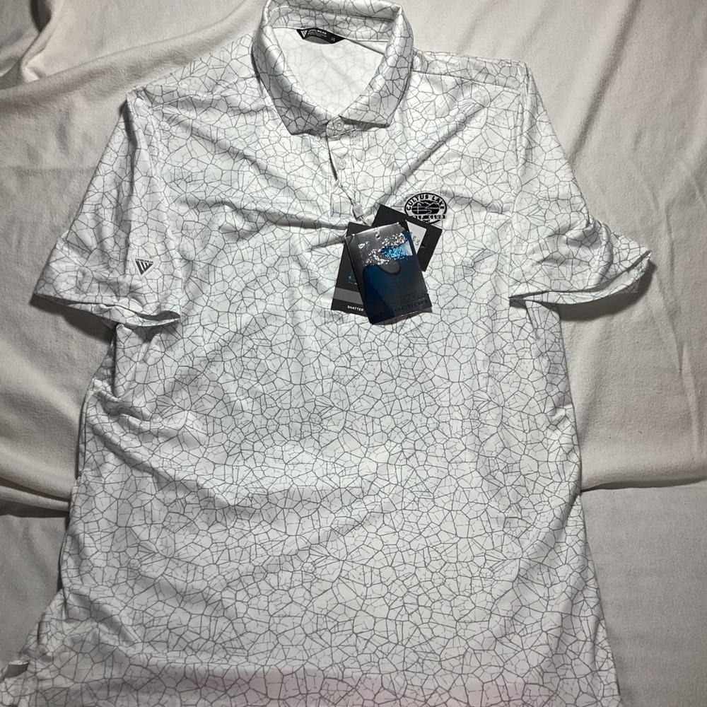 Levelwear Mens Shatter Golf Polo Shirt White Grey  Cultus Lake Large NEW